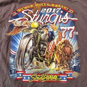 Sturgis 77th Anniversary Black Hills Uncle Sam Motorcycle Long Sleeve Eagle XL